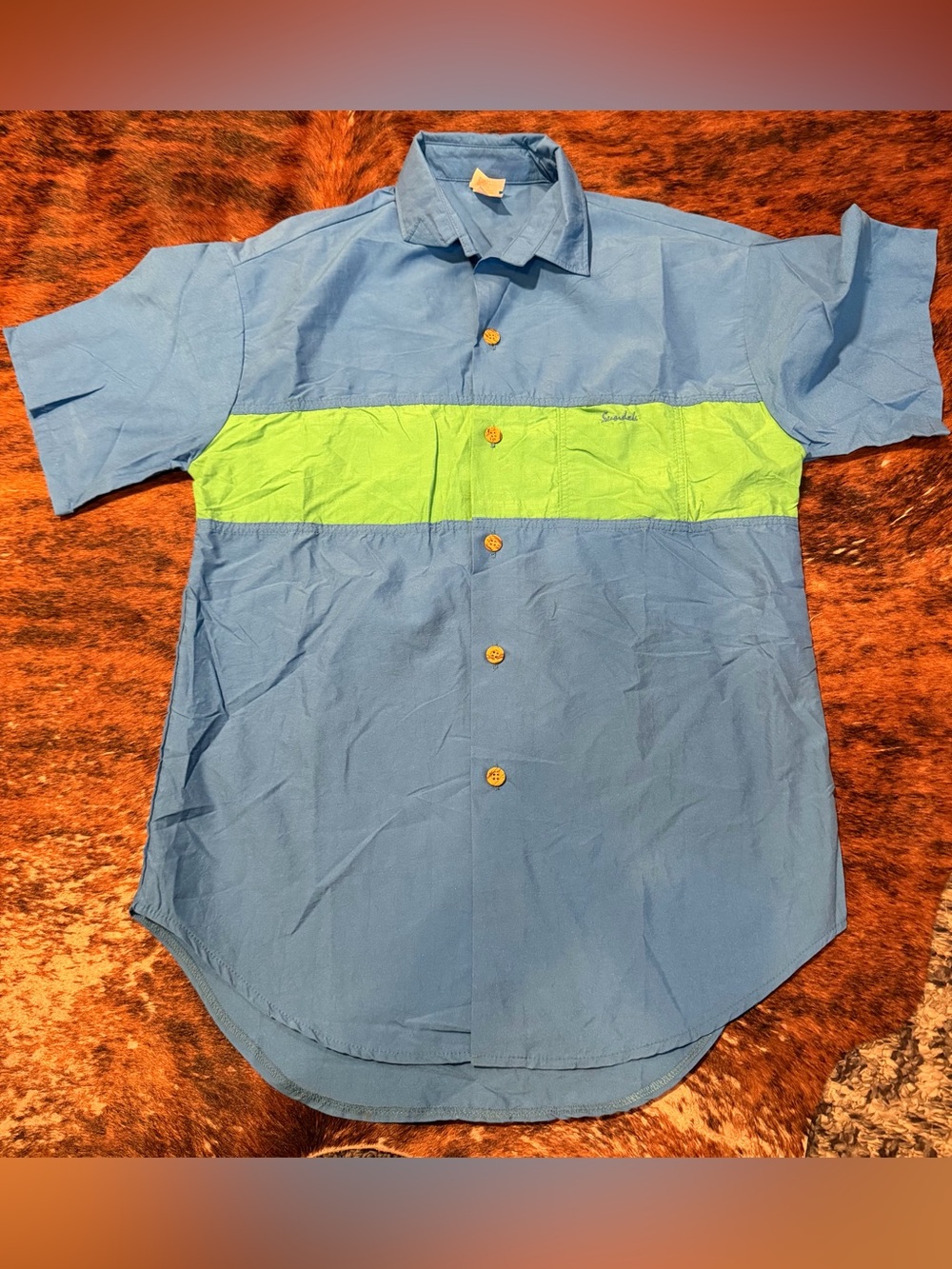 Sundek Surf Sample Color Block Button Down Shirt M USA Rare Vintage 80s 90s